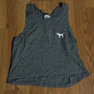 Victoria‎ Secret Pink Heathered Gray Lounge Tank Top with Dog Logo Size S NWOT